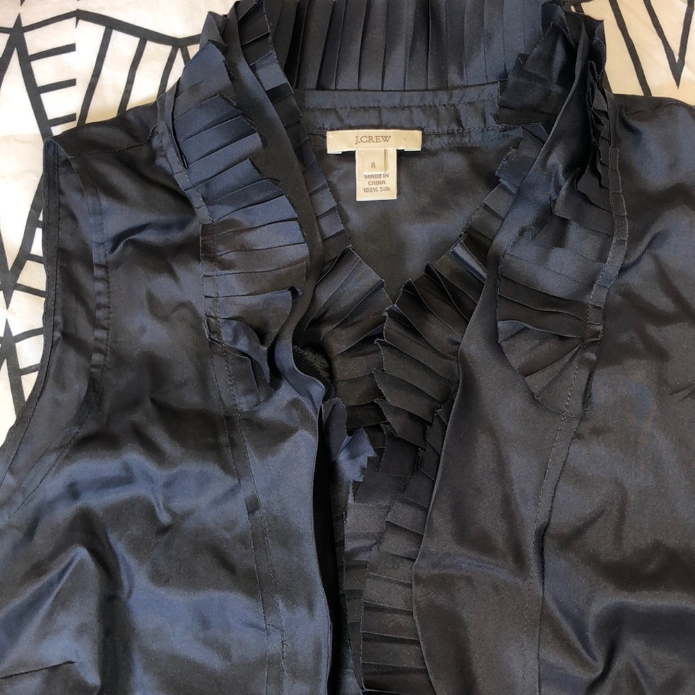 JCrew Women’s Silk Tank with Ruffle collar size 8